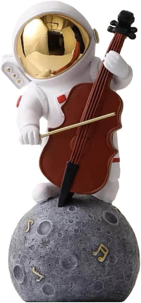 Paimuni Astronaut Figurine Home Decor Resin Spaceman Statue Gray White Gold Sculpture for Desktop Bookshelf Office Living Room