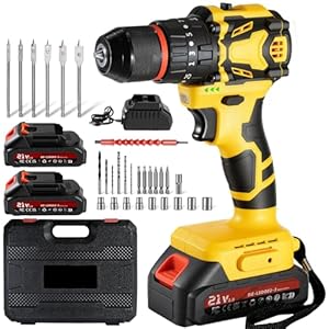 21V Bürstenlos Akkuschrauber, Akku Bohrschrauber mit 2 Akkus 2.0Ah, 70 Nm, 25+3 Drehmomentstufen, 2 Gang Cordless Screwdriver, LED-Licht, 10mm Bohrfutter, Für Reparatur & DIY