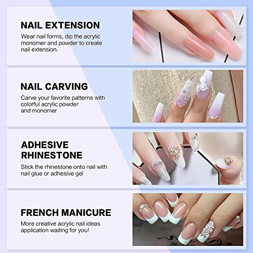 Morovan Acrylic Nail Kit - Glitter Acrylic Powder Monomer Liquid Set Professional Acrylic Powder Set with Everything Supplies Acrylic Brushes Nail Tips Nail Art Decoration Tools DIY Nail Extension - Thumbnail 5