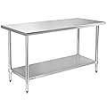 STABLEINK NSF Stainless Steel Table, 30 x 60 Inches 5ft Metal Prep & Work Table with Adjustable Undershelf, for Commerci