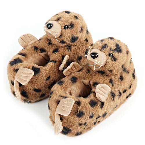 Image of Kids Animal Slippers, Soft Fuzzy Cozy House Shoes