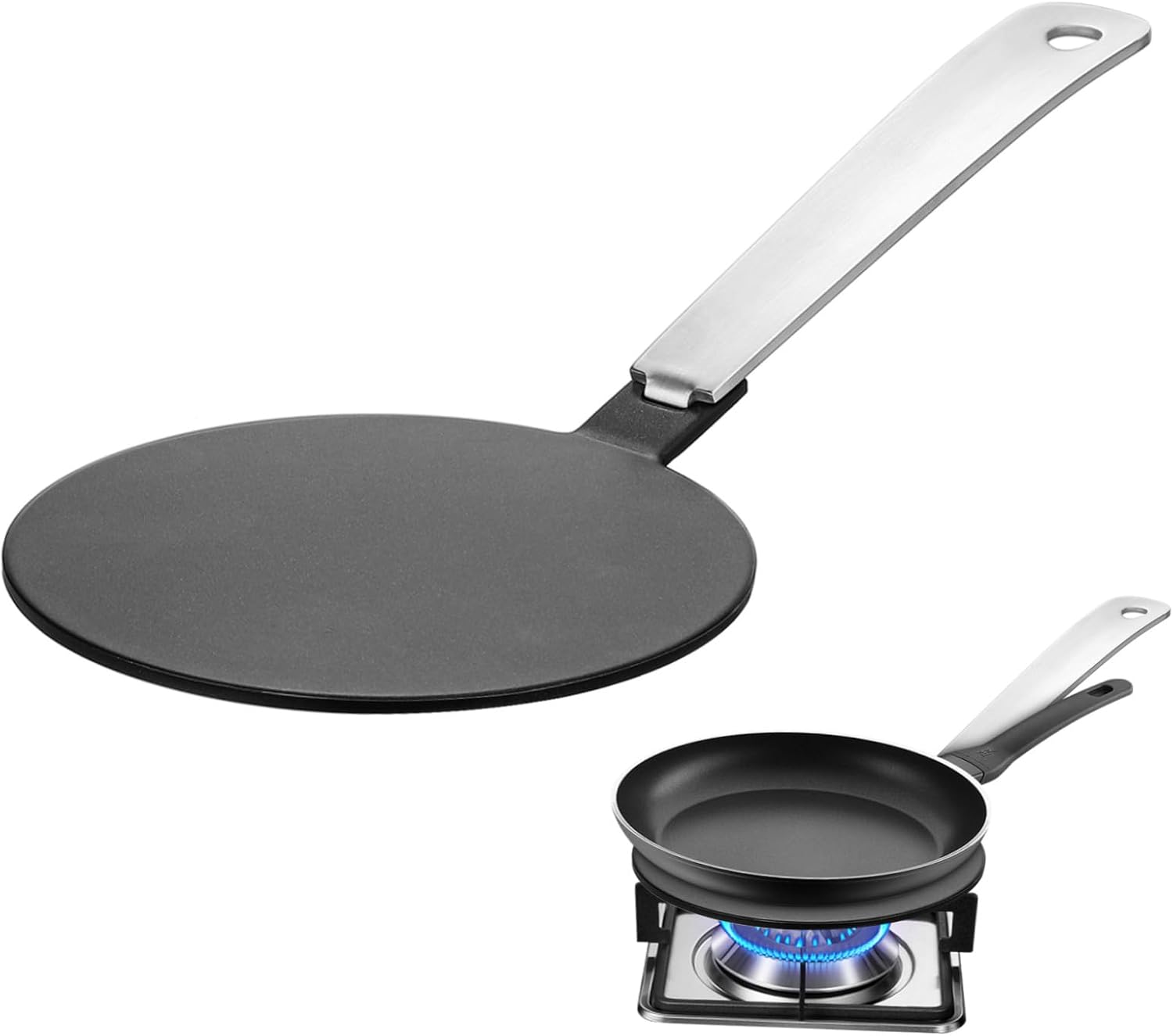 Cabilock Black Stainless Steel Thermal Conductive Plate Cooktop Induction Adapter Plate for Gas Stove Safe Handle Design