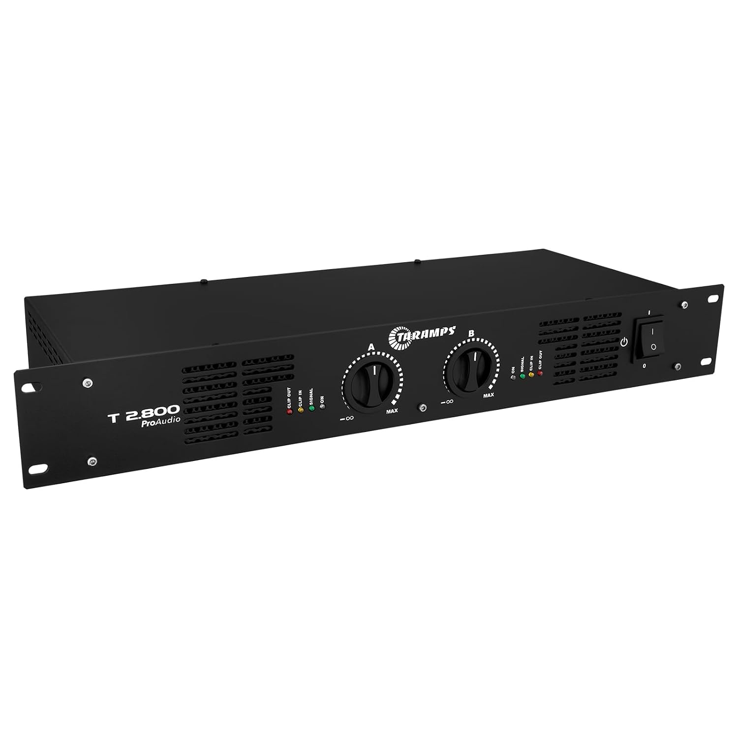 Taramps T 2800 Professional Power Amplifier 800 Watts RMS, 19” Rack Size, 400 Watts RMS at 4 Ohms, 2 Channels Class D Amp with P10 and XLR Audio Inputs, Bivolt Automatic, Signal/Clip Indicator