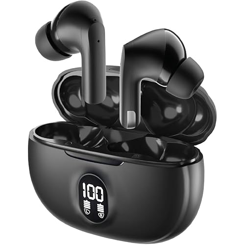 Wireless Earbuds, Bluetooth 5.4 Headphones Stereo Deep Bass, Wireless Noise Cancelling Headphones with Mic, 48H Playtime, Touch Control, IPX8 Waterproof in-Ear Earphones for iPhone iOS Android Phone