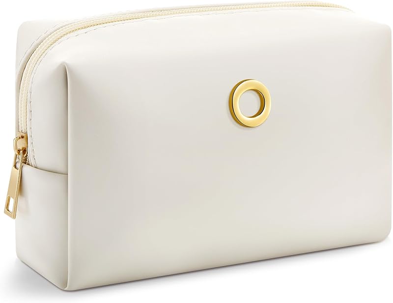 Necessaire de maquiagem Kigeli com inicial metálica, bege, 20,07 cm x 13 cm x 7,01 cm, 1 unidade