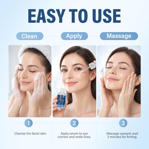 Hajoyful Instant Face Lift Serum-Temporary Lifting & Tightening Facial Serum for Women & Men | Visibly Smooths Skin Appearance with Peptides & Hyaluronic Acid | 1 Fl Oz