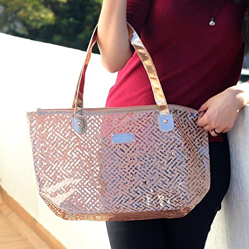 Bolsa de Ombro Transparente Diamantes Jacki Design Dourado