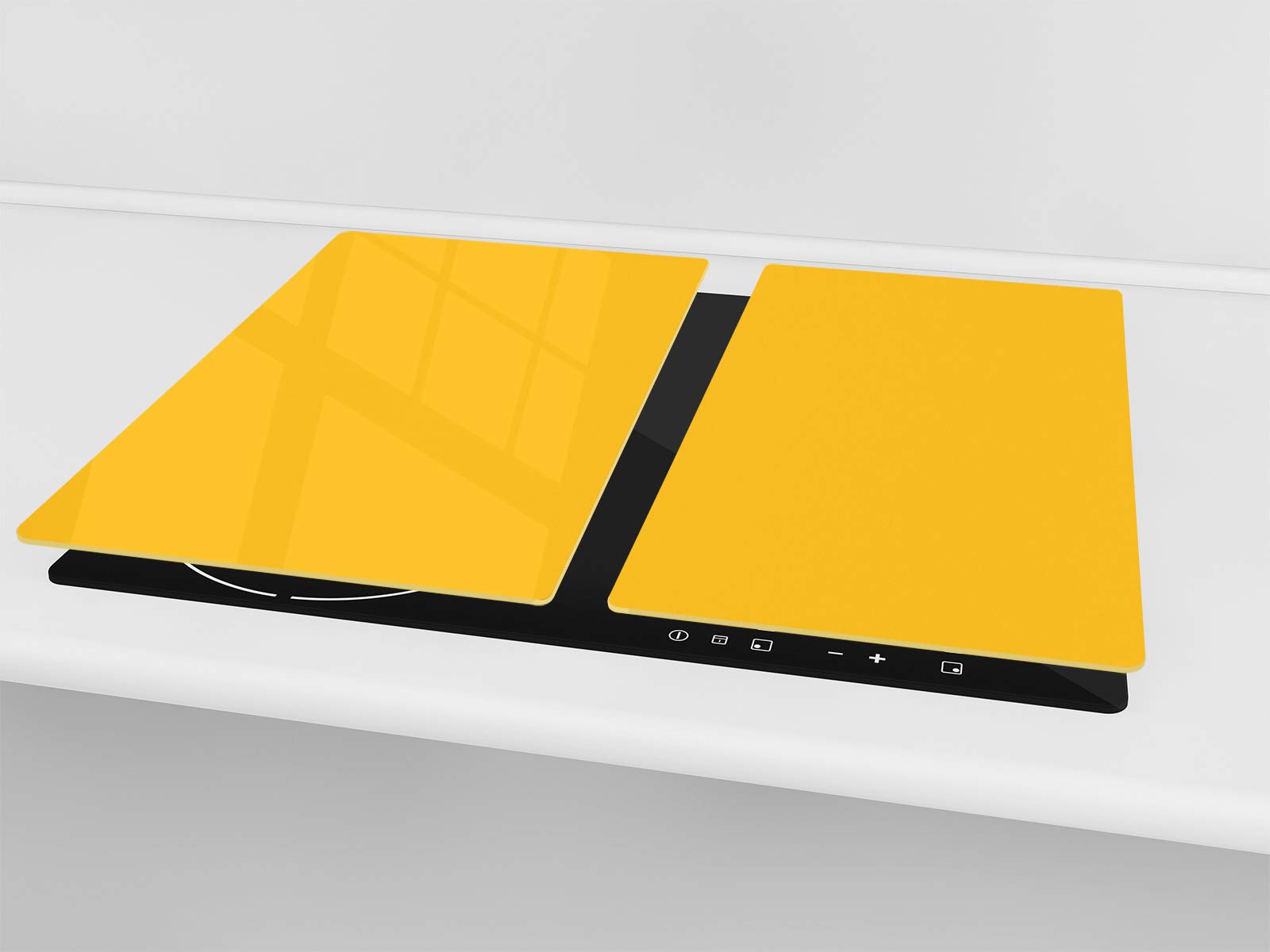 Cubre vitrocerámica y tabla de cortar de cristal templado – Superficie de vidrio templado resistente – UNA PIEZA (60 x 52 cm) o DOS PIEZAS (30 x 52 cm); D18 Serie de colores: C Amarillo Medio — view 2