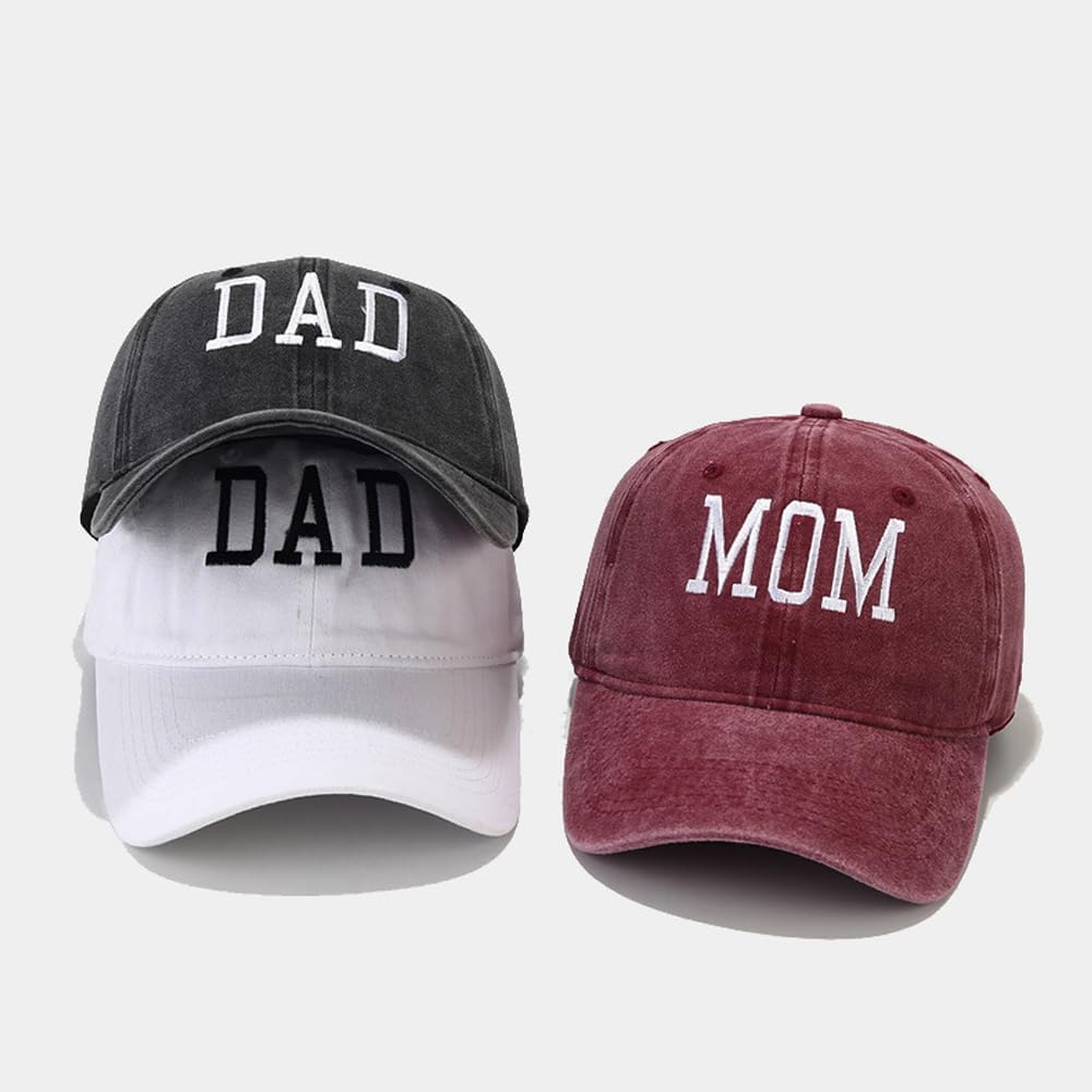 Mom and Dad Hats Fathers Day Mothers Day Embroidered Adjustable Baseball Cap New Parents Gift for Couples - Image 3