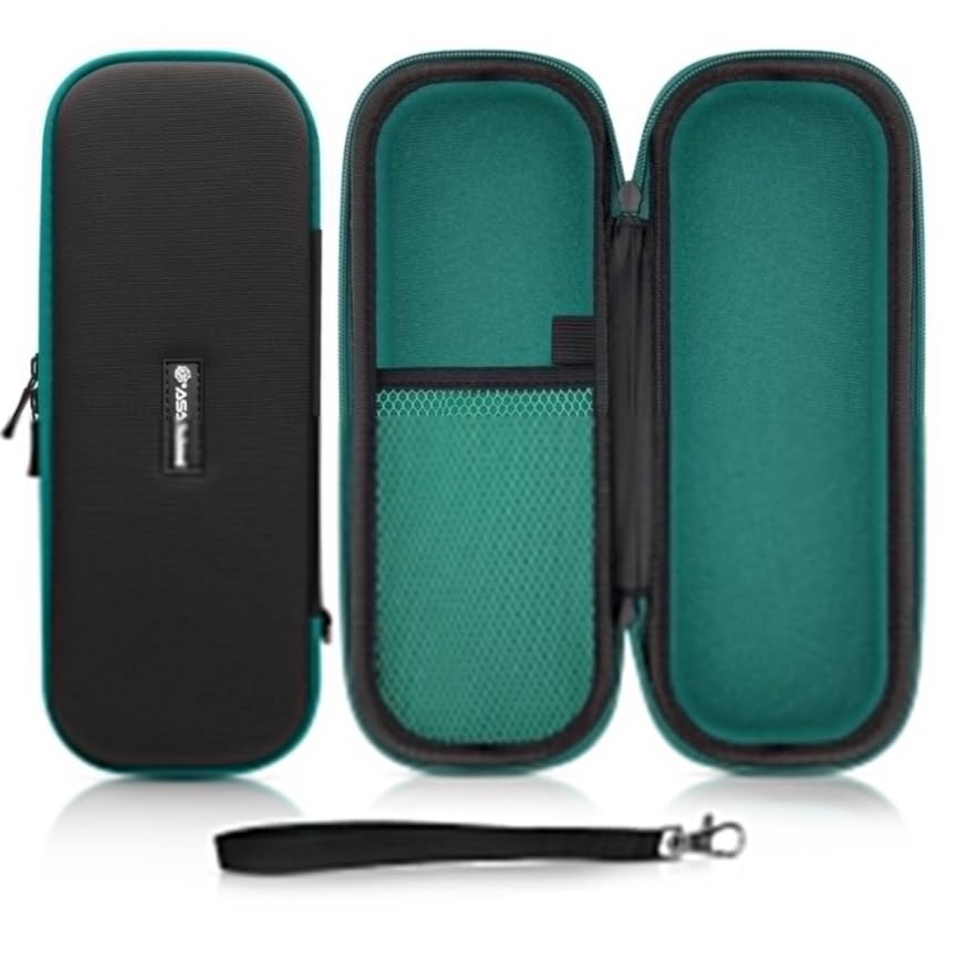 ASA TECHMED Protective Stethoscope Carrying Case with Double Mesh Storage (Black-Turquoise)