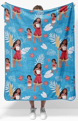 Disney Moana Plush Throw Blanket - Measures 40 x 50 Super Soft Lightweight Fleece Kids Bedding