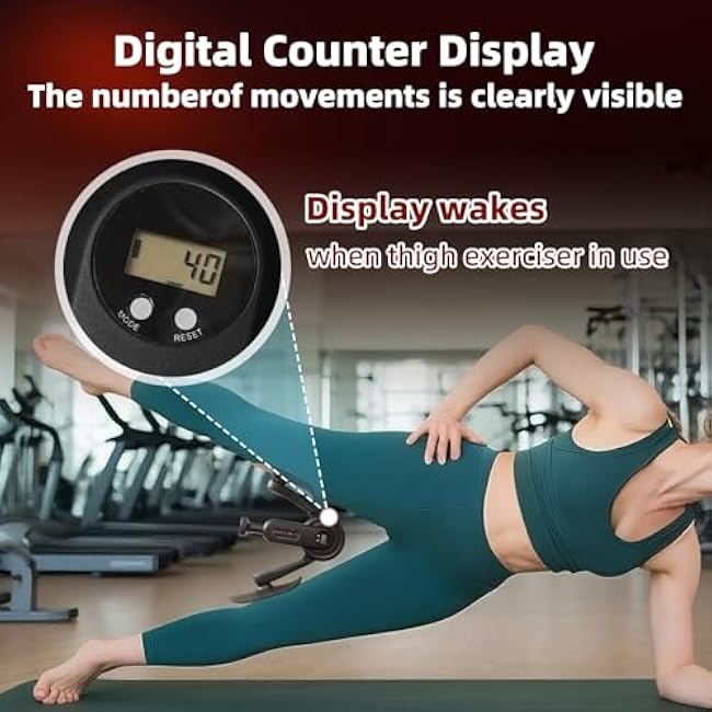 Thigh Hip Trainer Kegel Exerciser Pelvic Floor Exercise Devices Smart Display, Leg Straps & 360¡ã Inner Thigh Workout Machine Thigh Adductor Exerciser Time/Count/Calories/Reps(Red)