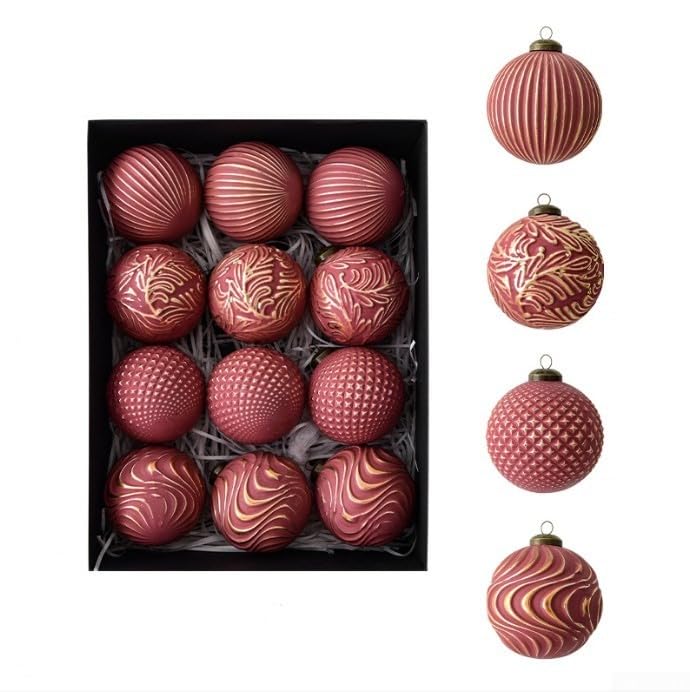 CYRENT 12-teiliges Weihnachtsornament-Kugel-Set im Vintage-Antik-Stil...