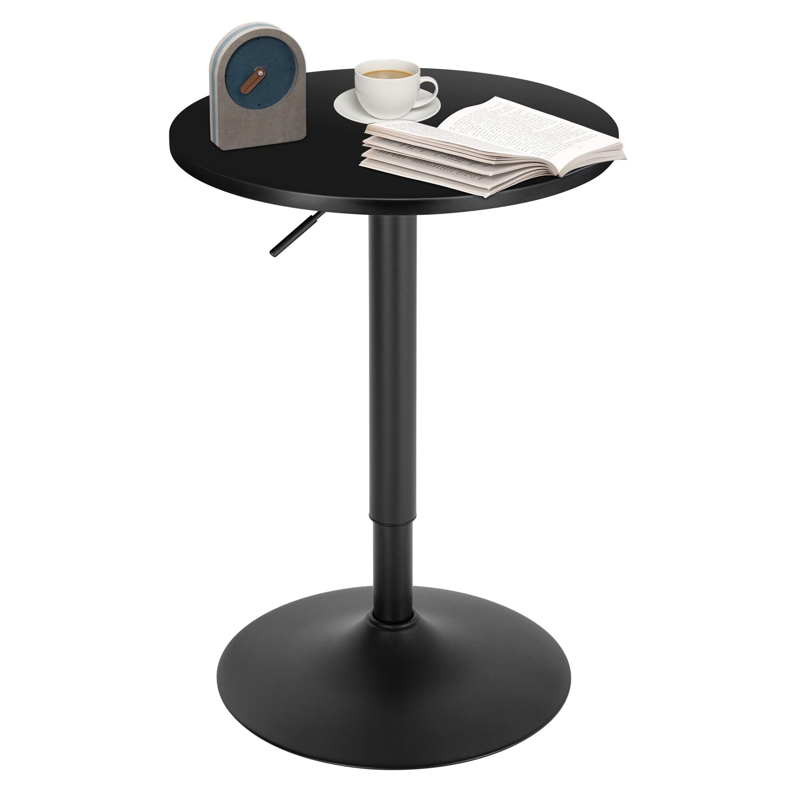 WOLTU Bartisch Stehtisch, höhenverstellbarer Tisch 70-91 cm, multifunktionaler Partytisch in Wohnzimmer Küche Balkon, Bistrotisch aus MDF Metall, Schwarz, 52x52x91cm