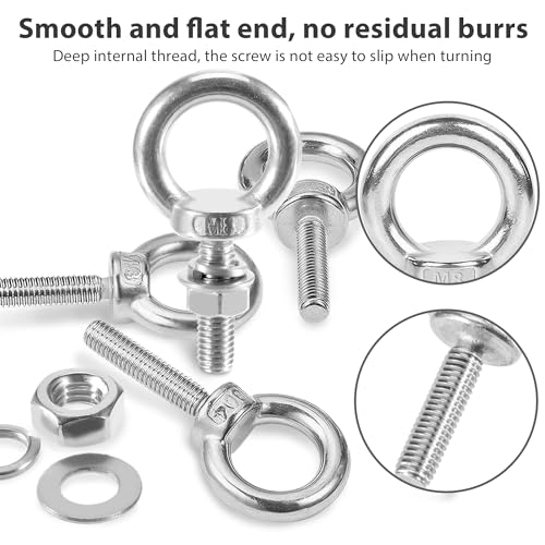 Ringschraube M8 4 Stück ÖSenschrauben 304 Edelstahl Augenschraube mit Schraubkappe und Unterlegscheiben Schraubösen Ringschrauben Augbolzen für Befestigens, Hängens, Den Innen, Außenbereich