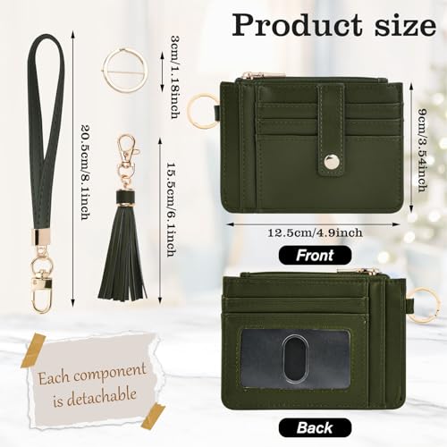 Image of KNGITRYI Small Wristlet Wallets for Women RFID Credit Card Holder Wallet Keychain Wristlet Wallet Credit Card Wallets for Women (Olive Green)