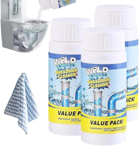 Abflussreiniger Mit Aktivschaum,Effektiver Rohrreiniger Für Waschbecken,Badewanne & Dusche,Sink and Drain Cleaner,Inklusive Handtuch