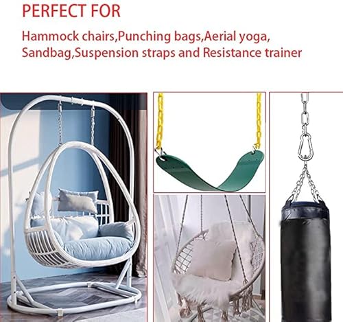 OWOAOOwl Edelstahl Ketten,Hängesessel Kette,Gliederkette mit Karabiner Edelstahl, Stahlkette 1 Meter, Ø4mm Rundstahlkette,Metallkette, Edelstahlkette für Hängesessel Hängematten-Sets Sandsäcke – Bild 4