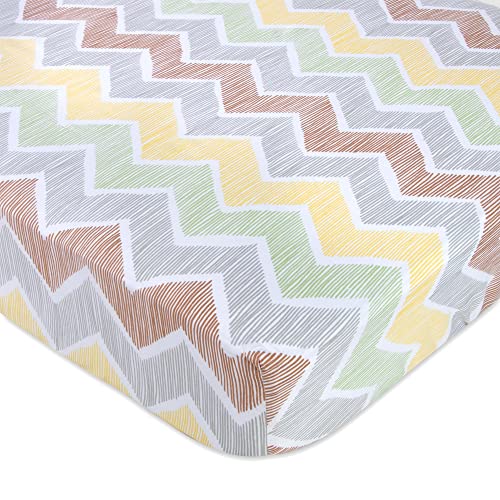 Image of Standard Microfiber Fitted Crib Sheets for Baby Girl, Boy & Neutral, 2 Pack - 28x52 (Jungle & Chevron)