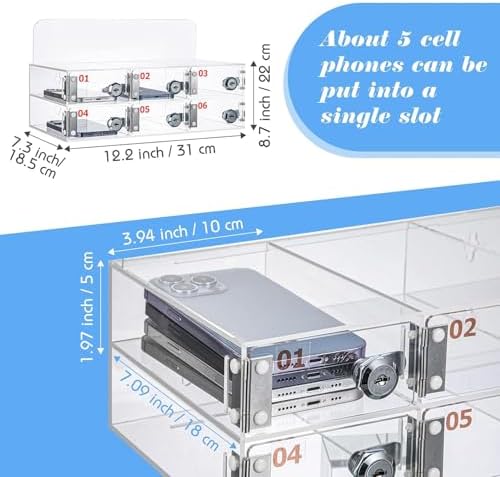 Cell Phone Locker Box for Classroom - with Door Locks and Keys, Wall Mounted Storage Solution for Schools - Easy to Install