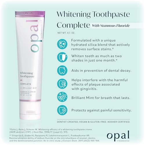 Opalescence Complete Whitening Toothpaste - Stannous Fluoride for Prevention of Dental Decay, Sensivity, Gengivites & Whitening - by Ultradent - (Pack of 1) Mint - 4.7 Ounce 5823-1