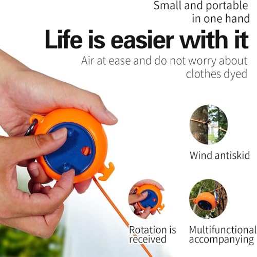 Image of Portable Travel Clothesline Cord, Adjustable 10 M Elastic Camping Clothes line, Laundry Drying Rope for Hotel Trip,Camping,Backyard,Outdoor /Indoor， Adjustable Retractable Line