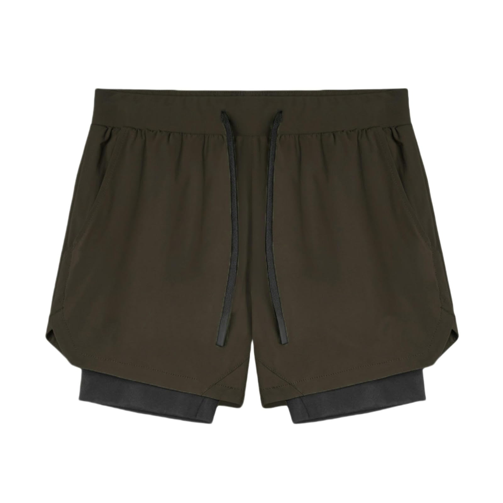 Pantaloncini Uomo Cortometraggi di Fitness in Nylon Maschile Che Gestisce Il Maestro Basket A Doppio Strato Elastico-Verde-s