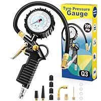 BURNNOVE Reifendruckprüfer 3-in-1 Reifenfüller 220 PSI mit 4 Messeinheiten PSI, BAR, KPA, KG/CM² und Umfangreichem Zubehör Geeignet für Auto, Motorrad und Fahrrad