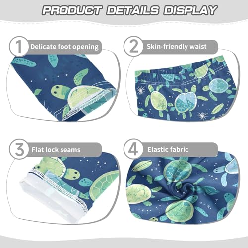 Blue Green Turtles Girls' Leggings Toddler Doodles Ocean Kids Yoga Pants Dance Active Tights 4T3