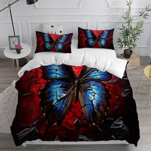 Housse de couette papillon 260x220 cm avec taies d'oreiller