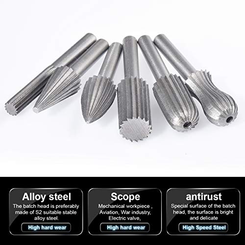 Set de 6 fresas rotativas doble corte 6 mm para taladro miniatura 6