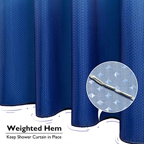 Lagute Cozyhook Ombre Textured Hook Free Shower Curtain For Bathroom, Weighted Hem, Machine Washable, 72Wx72L, Blue Gradient #TOP3