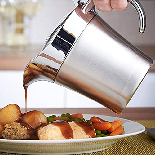 Yopay Stainless Steel Gravy Boat, 500ml Gravy Sauce Double Insulated Insulated Jug Sauce Jug for Serving Gravy, Custard, Cream, Sauce - Image 6