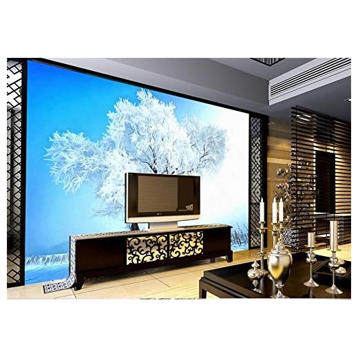 XZCWWH Custom 3D foto tapet rum väggbild vinter träd snö landskapsmålning foto soffa tv bakgrundsbild väggbild, 200 cm (B) x 140 cm (H)