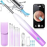 YEOUEOZ Electric Ear Wax Removal Tool, Ear Camera with 1920 HD Camera, Smart Visual Ear Cleaner Kit with 6 LED Lights, Rechargeable Otoscope with 6 Ear Pick Replacement for Kids/Adults - Purple