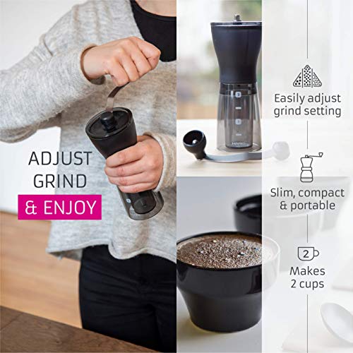 Hario Ceramic Coffee Mill - 'Mini-Slim Plus' Manual Coffee Grinder 24G Coffee Capacity #TOP2