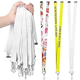 Yeaqee Pack of 30 Sublimation Lanyard Blanks Breakaway with Detachable Buckle White Heat Transfer Lanyards for Custom Personalized Bulk for ID Card Badge Holder Teachers Workers