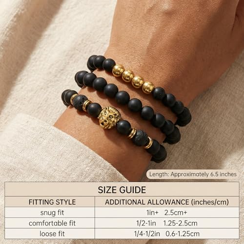 Bookay Tiger Eye Bracelet Set for Women - 3-Piece 8 mm Natural Stone Beads for Protection & Strength, Stackable Stretch Bracelets with Gold Accents | Meaningful Gift（black） by Bookay - Used condition - Image 4