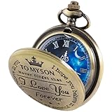 Pocket watch with "TO MY SON, never forget that I Love You Forever" engraving. It can be a useful pocket watch and an elegant necklace, which brings you a lot of compliments. Featuring a timeless antique-style design, this pocket watch combines sophi...