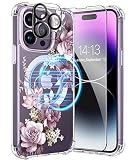 GVIEWIN for iPhone 14 Pro Max Case Compatible with MagSafe, [Screen Protector + Camera Lens Protecto