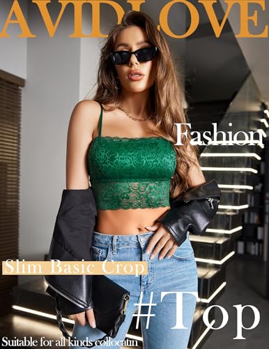 Image of Avidlove Bralettes for Women Lace Spaghetti Strap Tank Top Tube Slim Basic Camisole