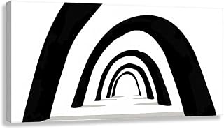 Novup Black And White Abstract Wall Art Infinite Path Canvas Print Decor Pictures Painting 32X16Inch