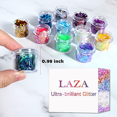 Laza 12 Colors Mermaid Iridescent Nail Glitter Flakes Holographic Glitters Irregular Confetti Chameleon Glass Paper Colorful Flakes Sequins Perfect For Nail Art Decoration Diy Crafts #TOP4