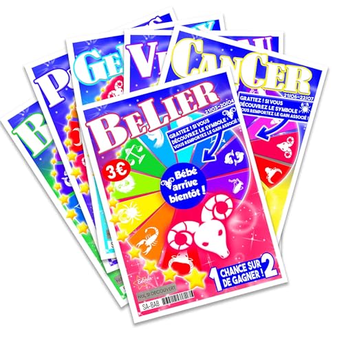 Estrela DESIGN Carte à gratter Annonce Grossesse - Papy - Mamie - Tata - Tonton - La famille s'agrandit ! - bébé arrive bientôt ! (Carte à gratter annonce grossesse - signe ASTRO)