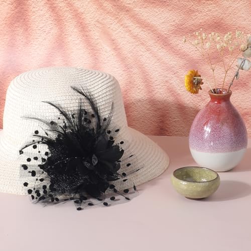 Geehua 578292_1_8BERFFGG Fascinators Hats For Women Tea Party, Headband Flower Cocktail Mesh Feather Hat Clip Wedding Carnival Derby Hat thumb #1