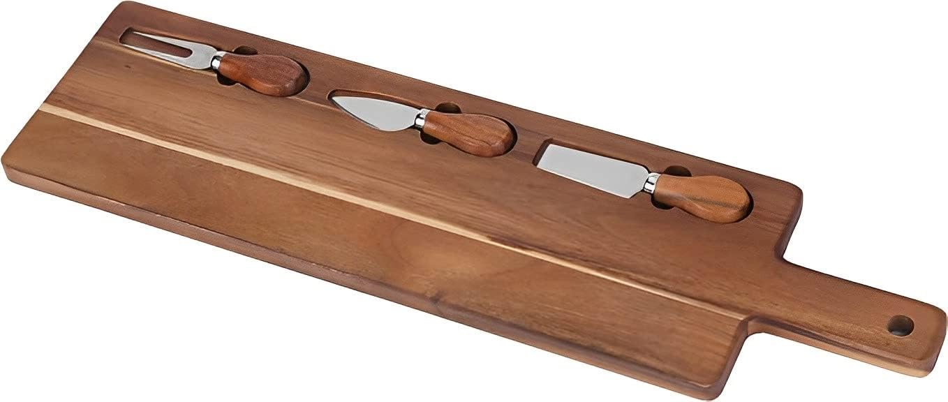 US Office Elements Wooden Cheese serving board with handle and cheese serving