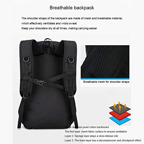 Sac à dos pliable de voyage 30L imperméable et compact gris - 3