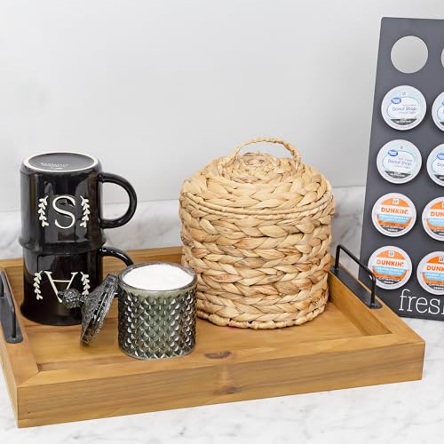 AuldHome Design Basket Coffee Filter Holder (Water Hyacinth), Woven Filter Storage Container w/Lid in Rustic Farmhouse Style