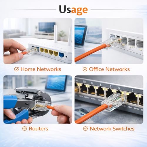 Image of RJ45 CAT5 Pass Through Connectors Without Rj45 Caps (Cat5 25pcs pack)
