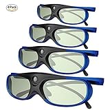 DLP Link 3D Glasses, GooDee Ultra-Clear HD 144 Hz 3D Active Rechargeable Shutter Glasses for 3D DLP Link Projectors-BenQ, Optoma, Dell, Mitsubishi etc-4 Pack
